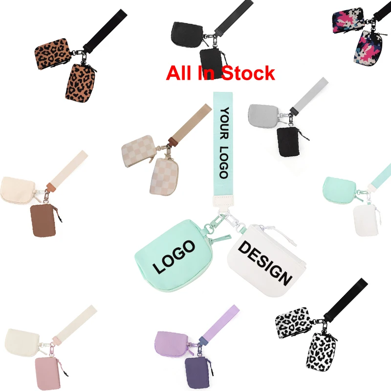 Dual Pouch Zip Around Wallet For Women Portable Purse Mini Coin Pocket Wristlet Portable Key Chain With Coin Bag