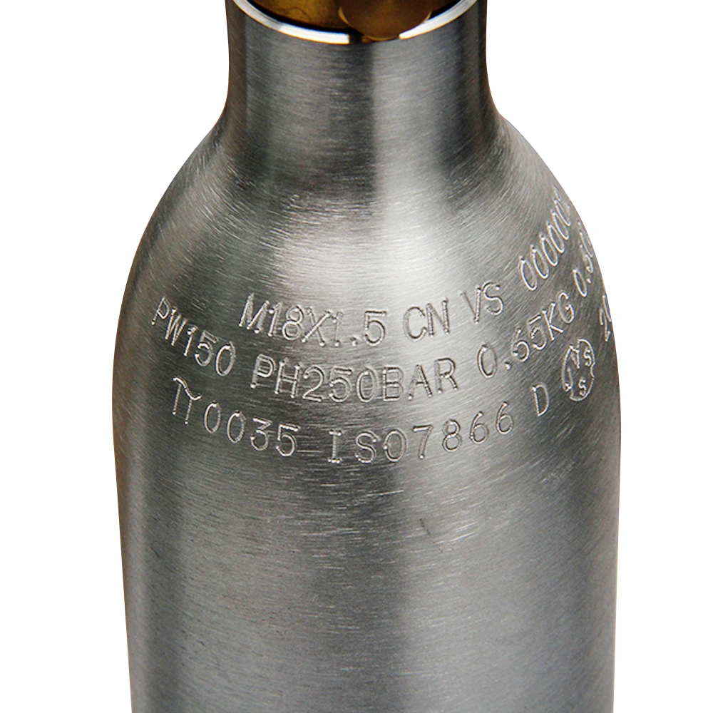 EN ISO 7866 TPED 0.6L aluminium alloy gas cylinder refilling food grade co2 cylinder for soda maker with valve