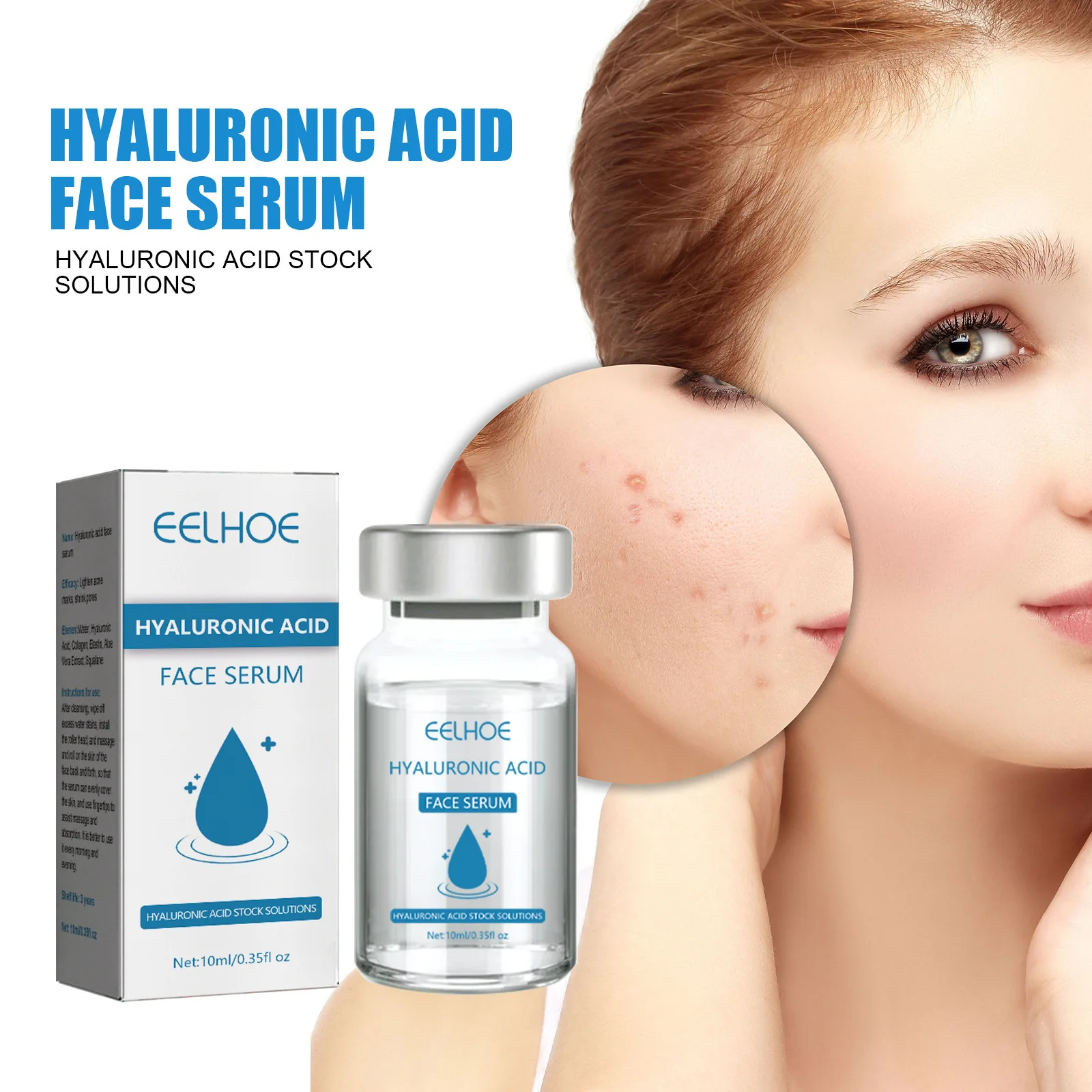 EELHOE Hyaluronic Acid Serum Repair Facial Hydrating and Moisturizing Skin Care Serum