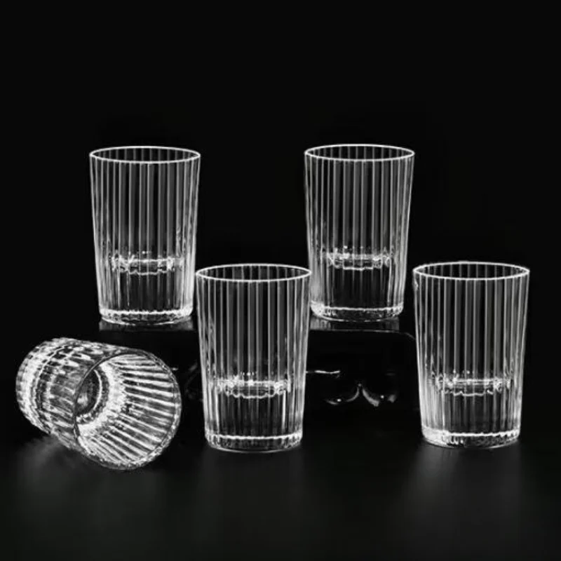 Juice Water Drinking 15ml Vertical Striped Clear Whiskey Shot Glass Ribbed Liquor Glass Wine Shot Glass