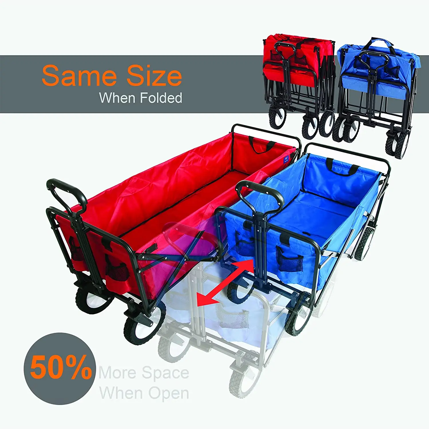 Extension Long Garden Folding Carry Trolley Foldable Beach Wagon Cart Outdoor Camping Foldable Beach Trolley Cart
