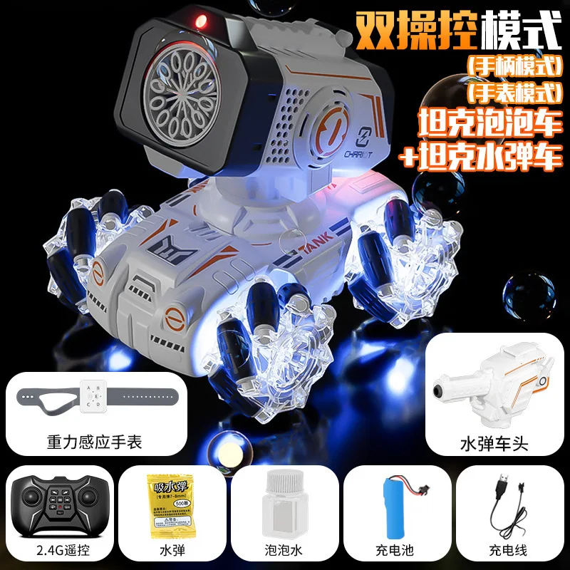2023 New 2.4GHz Gesture RC Drifting Stunt Car 360 Rotate 12 Holes Blow Remote Control Bubbles Car Toys Tank For Kids