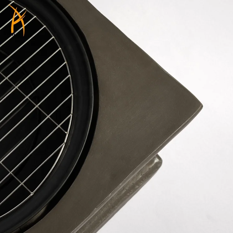 MgO Square Fire Pit with Brick Look Outdoor Heavy Stable Firepit