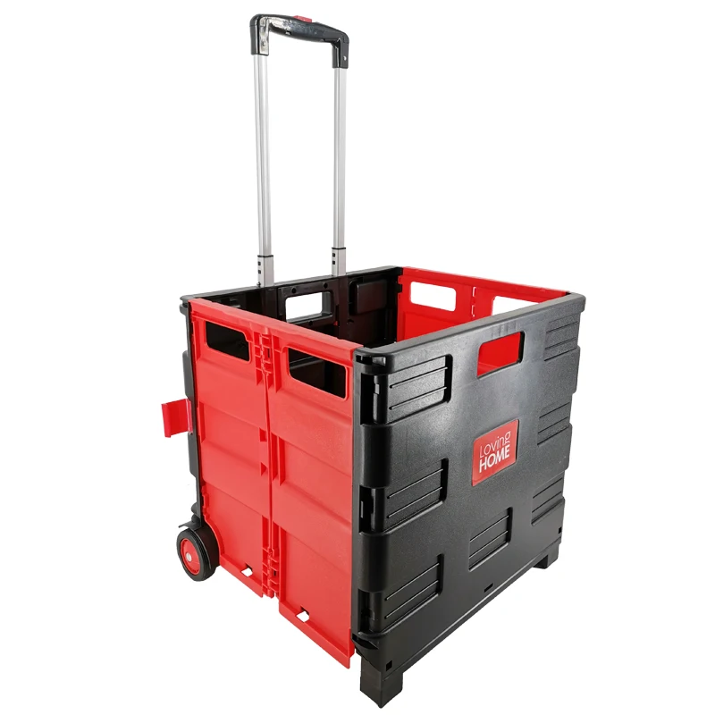 Factory export 30L plastic folding trolley portable supermarket shopping cart