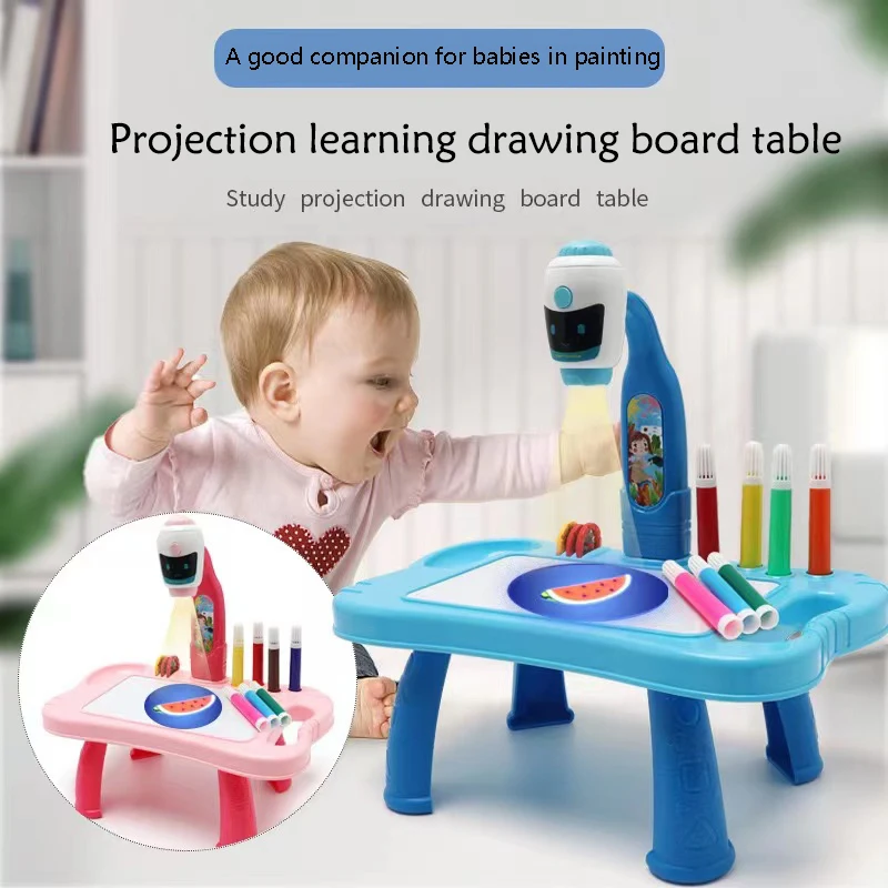 Children Painting Board Desk Led Projector Art Drawing Toys Set Drawing Projector Educational Toy For Kids