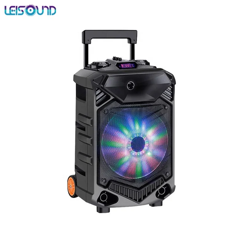 LEISOUND 12inch plastic cabinet karaoke subwoofer bass speaker with trolley