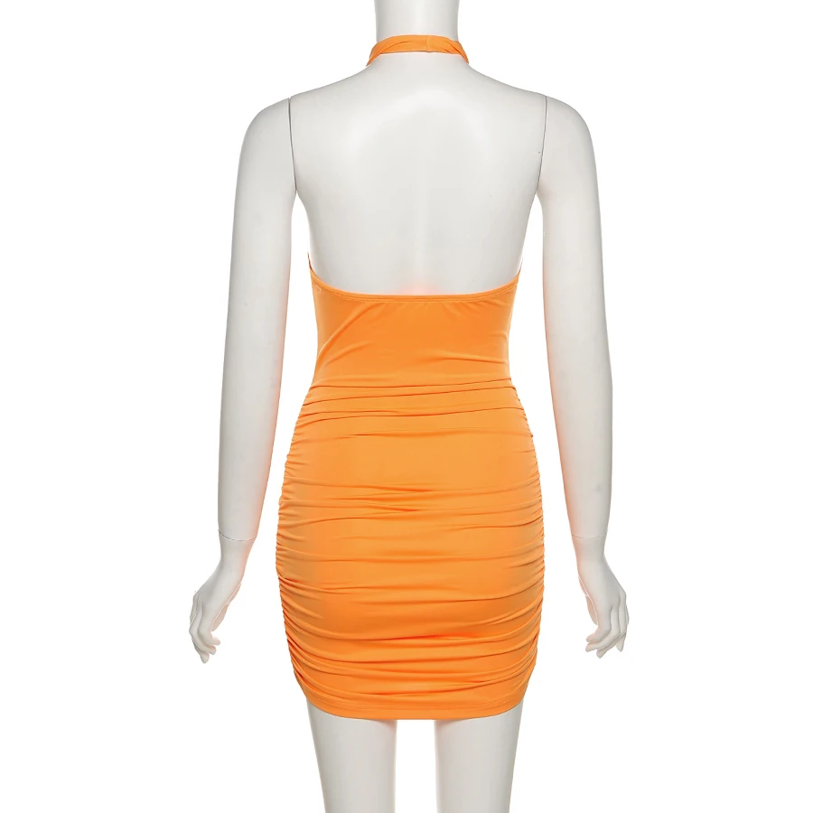 2022 Hot Selling Sleeveless Cross Halter Backless Open Waist Crop Cami Dress Ladies Club Outfits Women Dresses