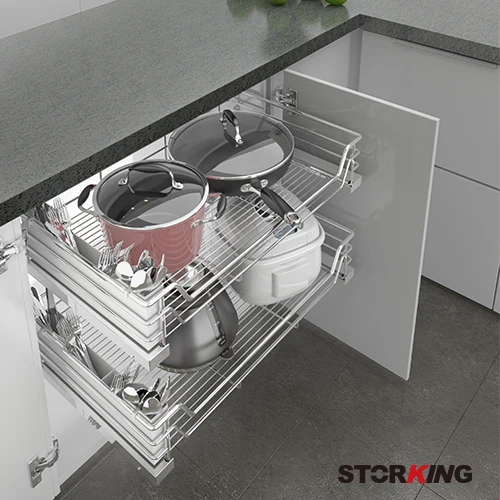 Chromed kitchen storage cabinet pull outbasket of manufacturer