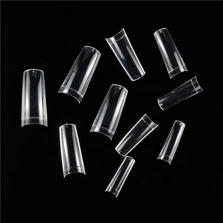 
KAHO 500pcs/bag Pre-Pinched C Curve Half Cover False Nail Tips Straight Square French Acrylic Nails 