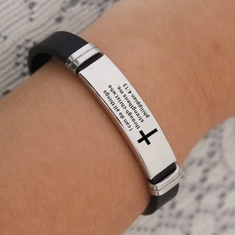 
New Arrival Scripture Silicone Bracelet Prayers Bible Verse Christian Bracelet 
