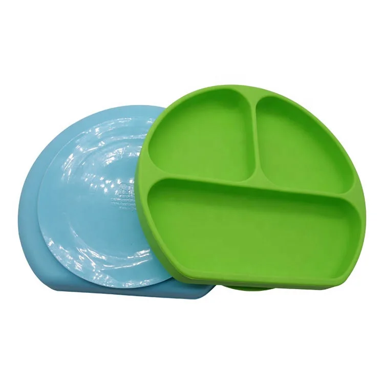 Baby Dinner Placemat Silicone Feeding Divided Plate  Bowl Placemats Plate  with Suction Highchair Trays