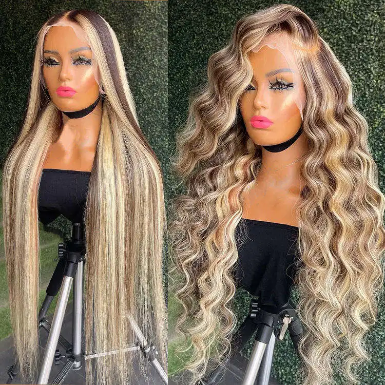 Hot Sale Highlight Color Wholesale Raw Hair Wigs HD Lace Front Wigs Human Hair Vendor,13x4 13x6 HD Lace Frontal Wig Human Hair