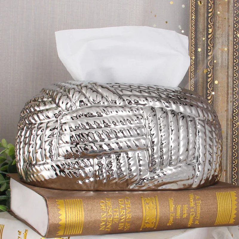 T029G Luxury ceramic tissue box napkin holder for dining table gold tissue holder for home decor
