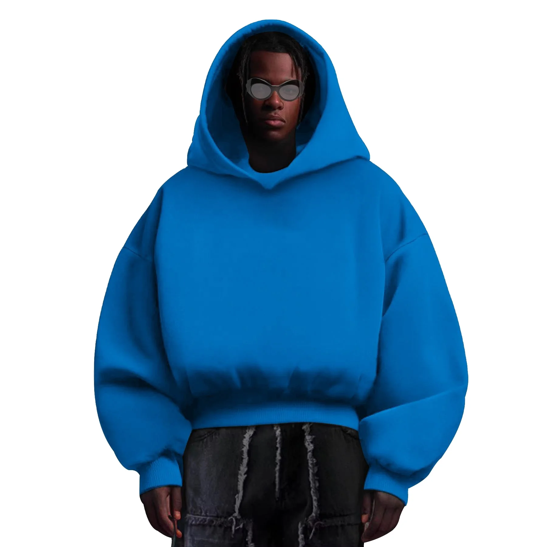 Pullover Hoodie drop shoulder Baggy Heavy weight thick Blank Cotton Fleece Custom logo high 500 Gsm Boxy Fit Cropped Hoodie men