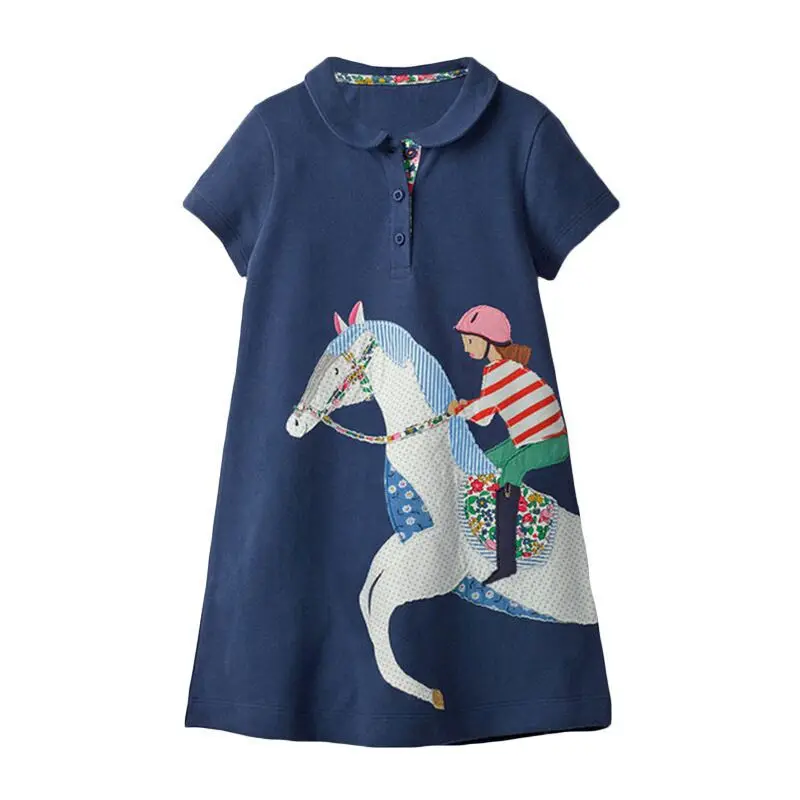 2024 New design summer Children clothing peter pan collar Dress cotton kids girls Embroidered Dress for 2T-7