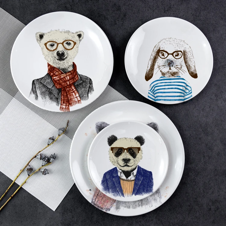 wholesale restaurant plate 6/7/8/10 inch dinner dessert disk custom my logo design white round ceramic plates