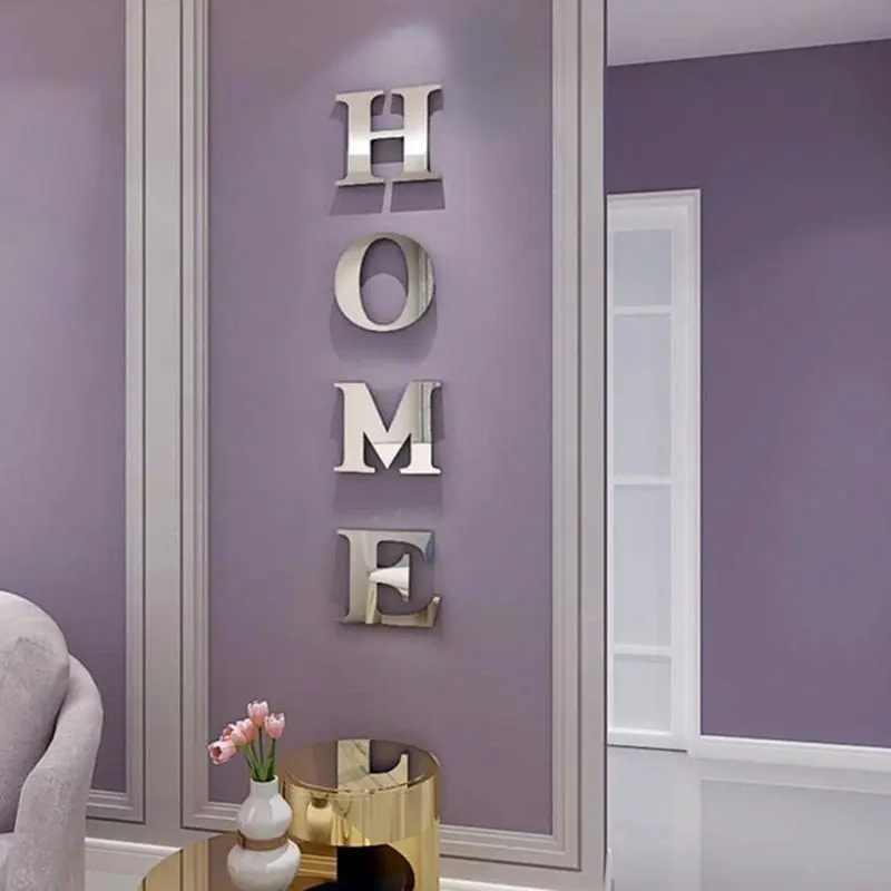 Handmade Crafted Acrylic Alphabet Letter Sticker Home Wall Decor Mirror Wall Sticker 3D Acrylic Alphabet Wall Sticker