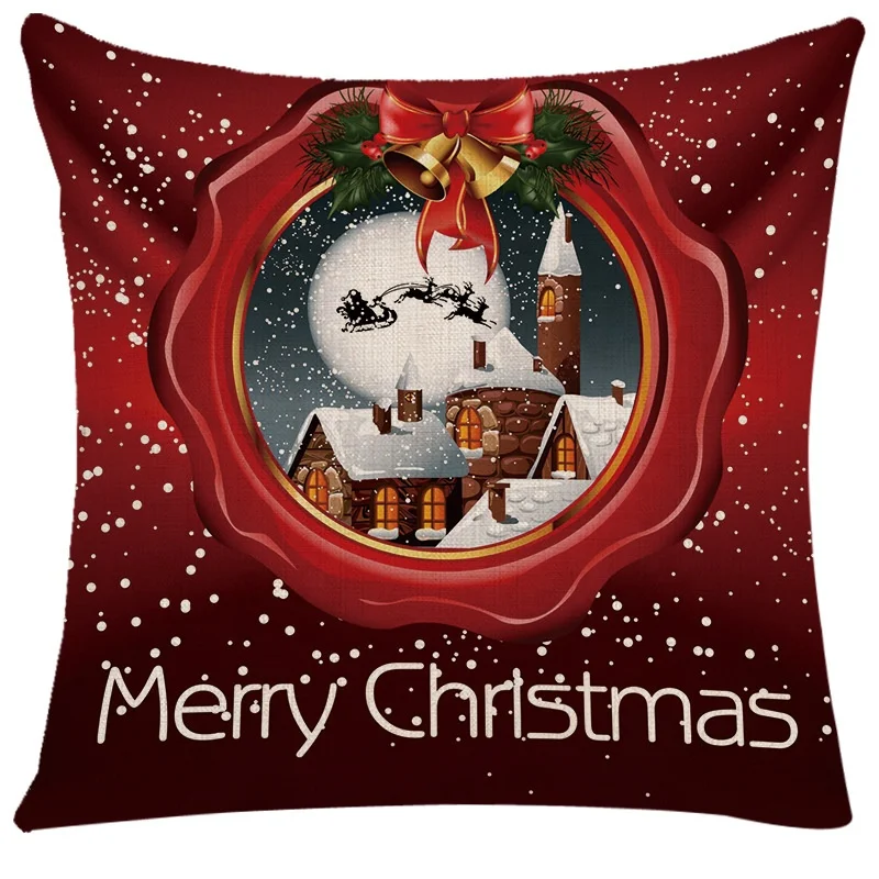 Christmas Cushion Cover Merry Christmas Decorations for Home 2023 Christmas Ornament Navidad Noel Xmas Gifts Happy New Year 2024