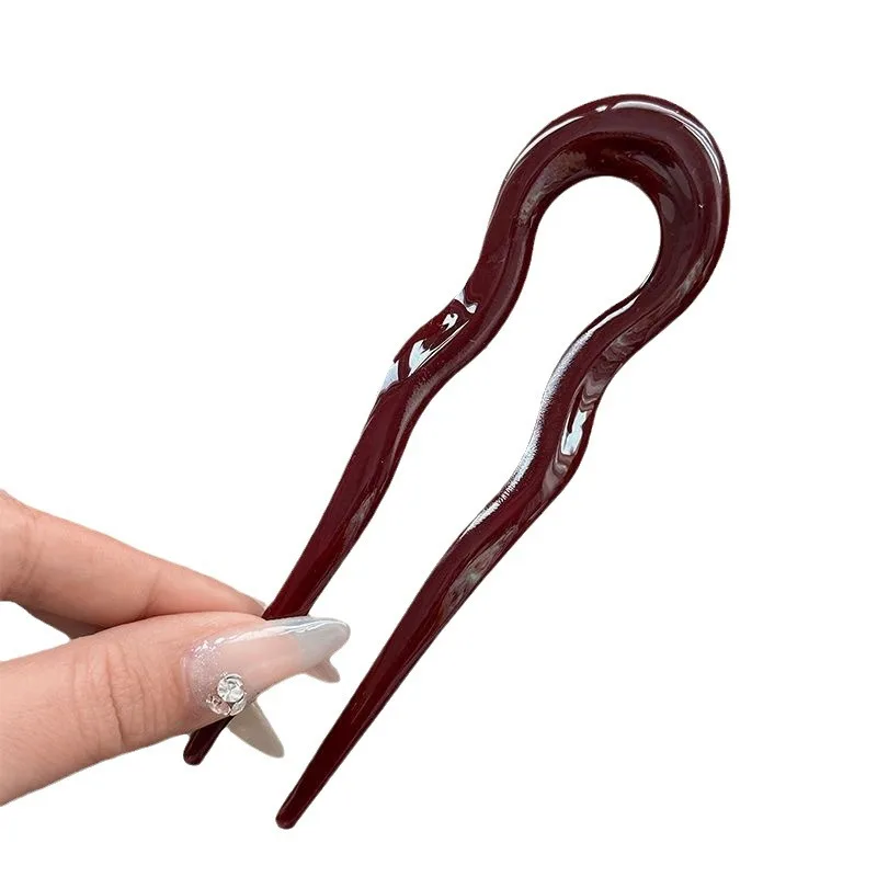 Twist Hair Stick Hair Clip Plastic Wavy U-Shaped Hairpin Vintage Women Hair Sticks Headwear Accessories Party Gifts W24-972