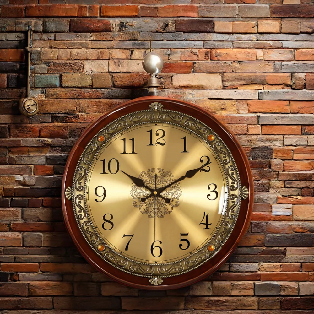Wall Clock Living Room Clock American Light Luxury Bedroom Pocket Watch Wall-Mounted Atmospheric Quartz Clocks
