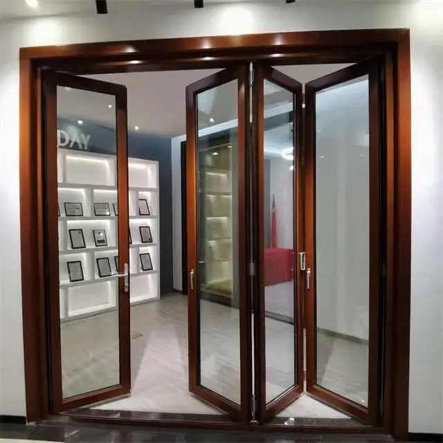  Cheap price aluminum accordion corner bi folding doors open style