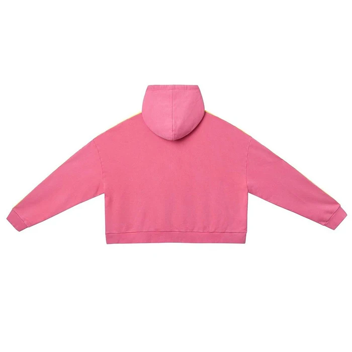 Huili Factory Hot Selling Winter 100% Cotton Thick Hoodie Men Custom Striped Tape Sleeve Streetwear Pink Hoodie