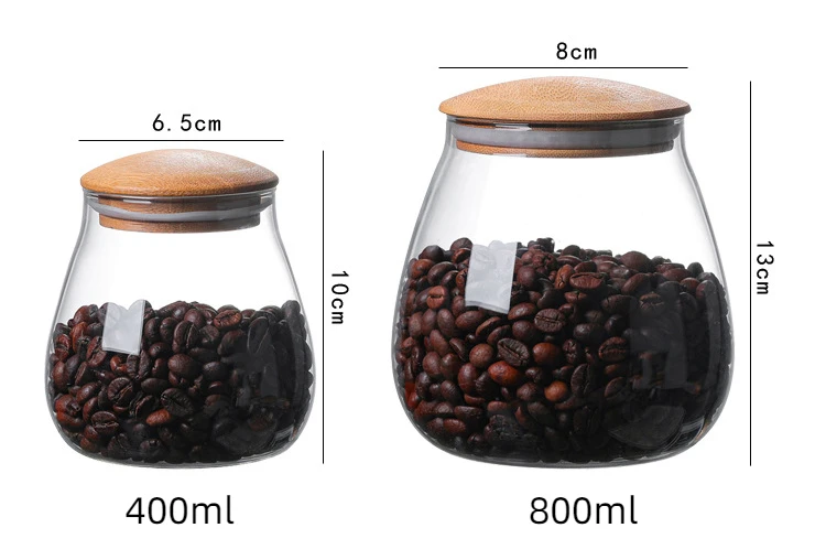 Coffee Container Glass Storage Jar Mushroom-shaped Kitchen Grains Sealed Jar Moisture-proof Coffee Bean Storage Jar Multi-purpos
