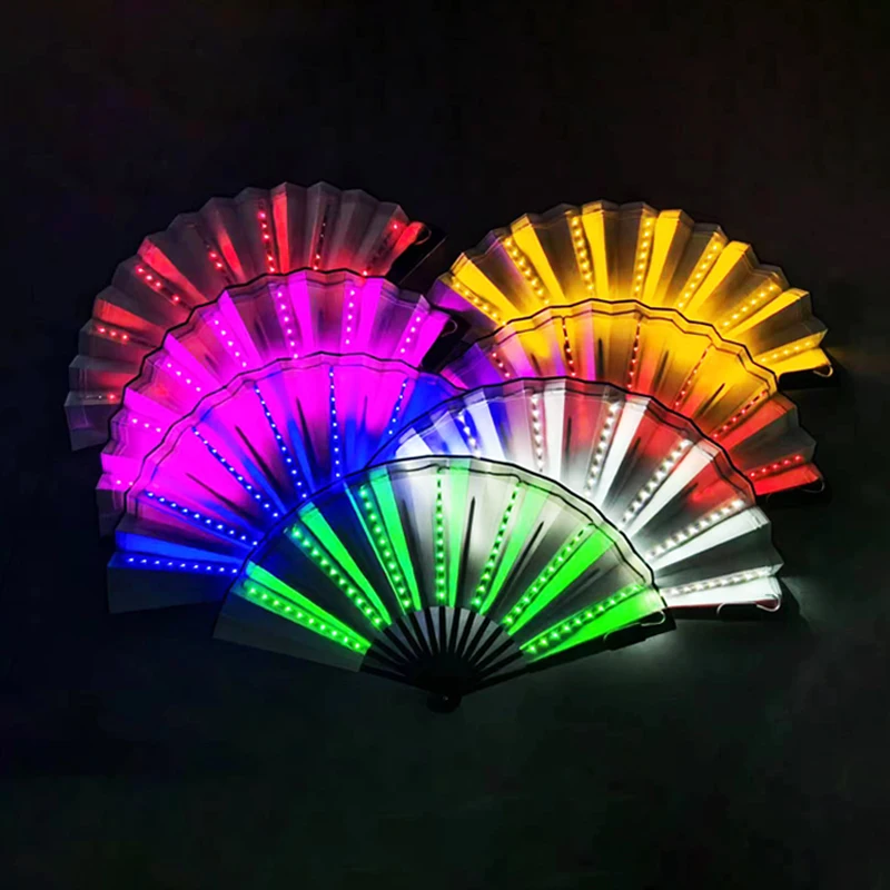 factory price customs multi color led promotional fans fashion led flashing light up party fans
