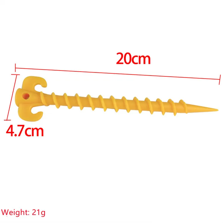 Outdoor plastic camping ground sand tent pegs screw