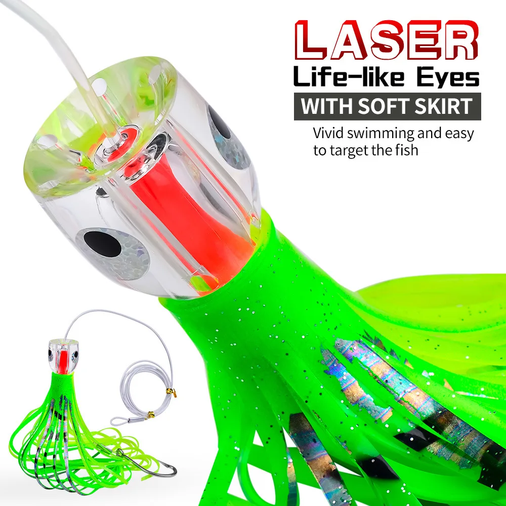 9Inch 3.34oz 6colors Acrylic head for Ocean with stainless steel hooks Trolling Hard Bait Trout Lures for Marlin Tuna Fishing