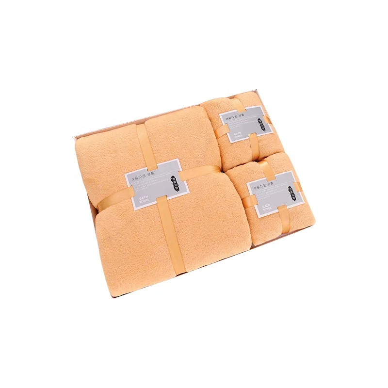 Factory direct wholesale soft coral velvet towels bath towel 3-piece set of wedding souvenirs