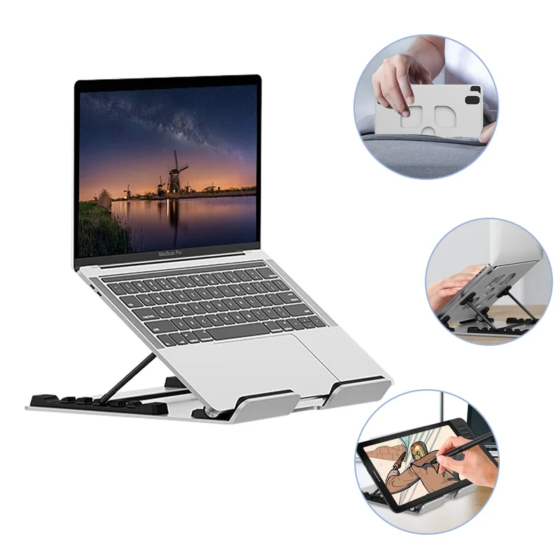 7 Level Adjustable Aluminium Laptop Cooling Stands Cooling Pad 17 inch for Desk and Lap Use