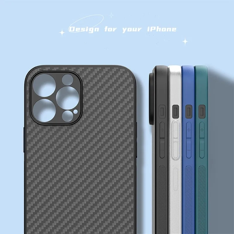 Ultra Thin Carbon Fiber Case Phone Protection Cover Antifingerprint Slim Cell Phone Case For iPhone 11 12 13 14 Pro Max