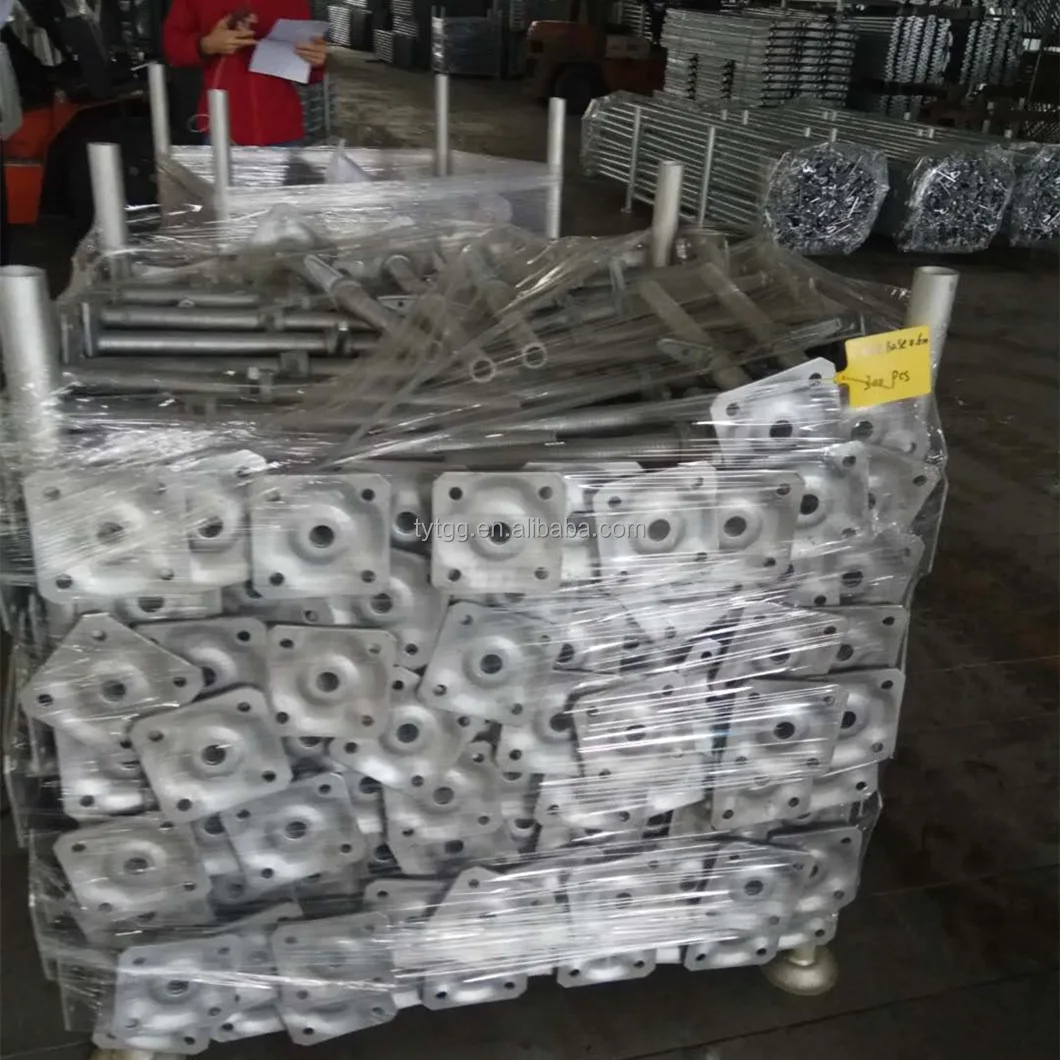 Silver Painted Electric Galvanized Heavy Duty Screw Scaffolding Adjustable Base Jack