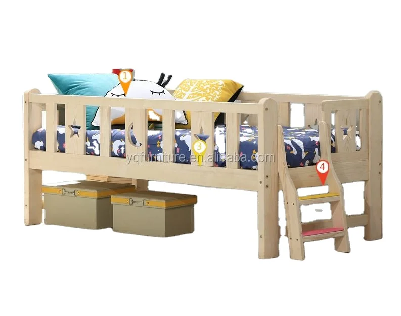 AILICHEN Children bed with guardrail single child solid wood boy small bed girl princess baby bed