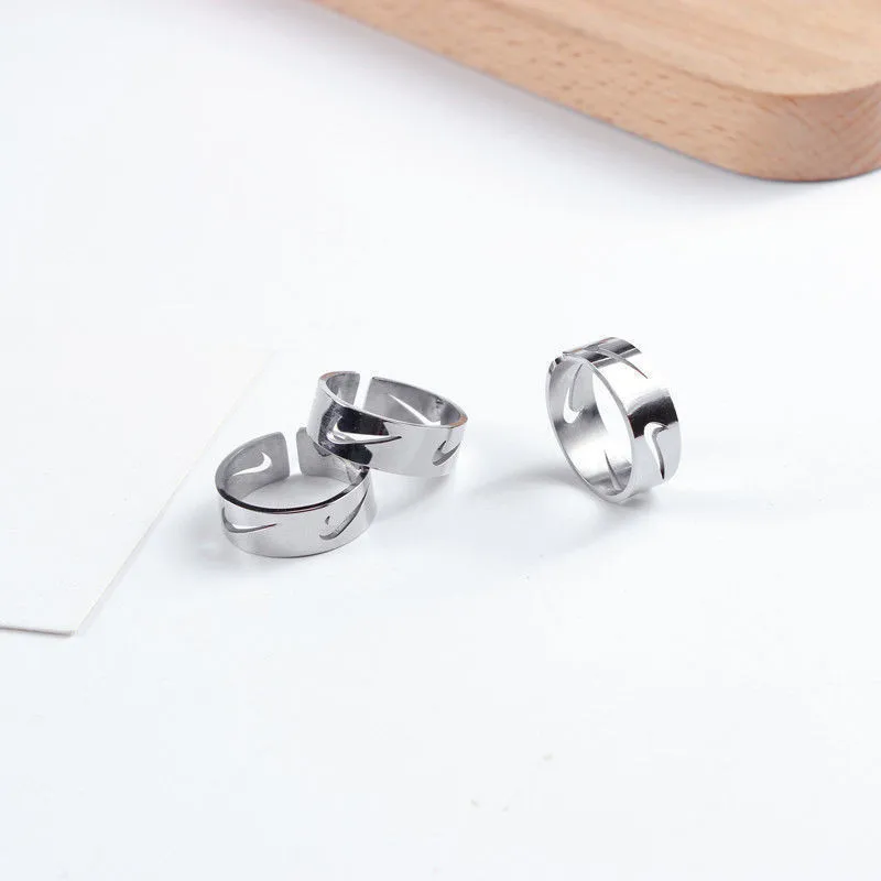 Personality Simplicity Fashion Tai Chi Spade Opening Ring for Women Hip-hop Trend Rings Jewelry