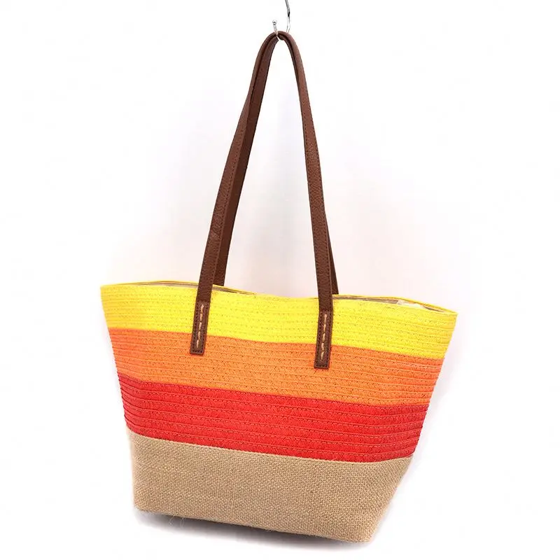 Factory customization women summer natural raffia straw bag rattan woven handbag woven straw bag