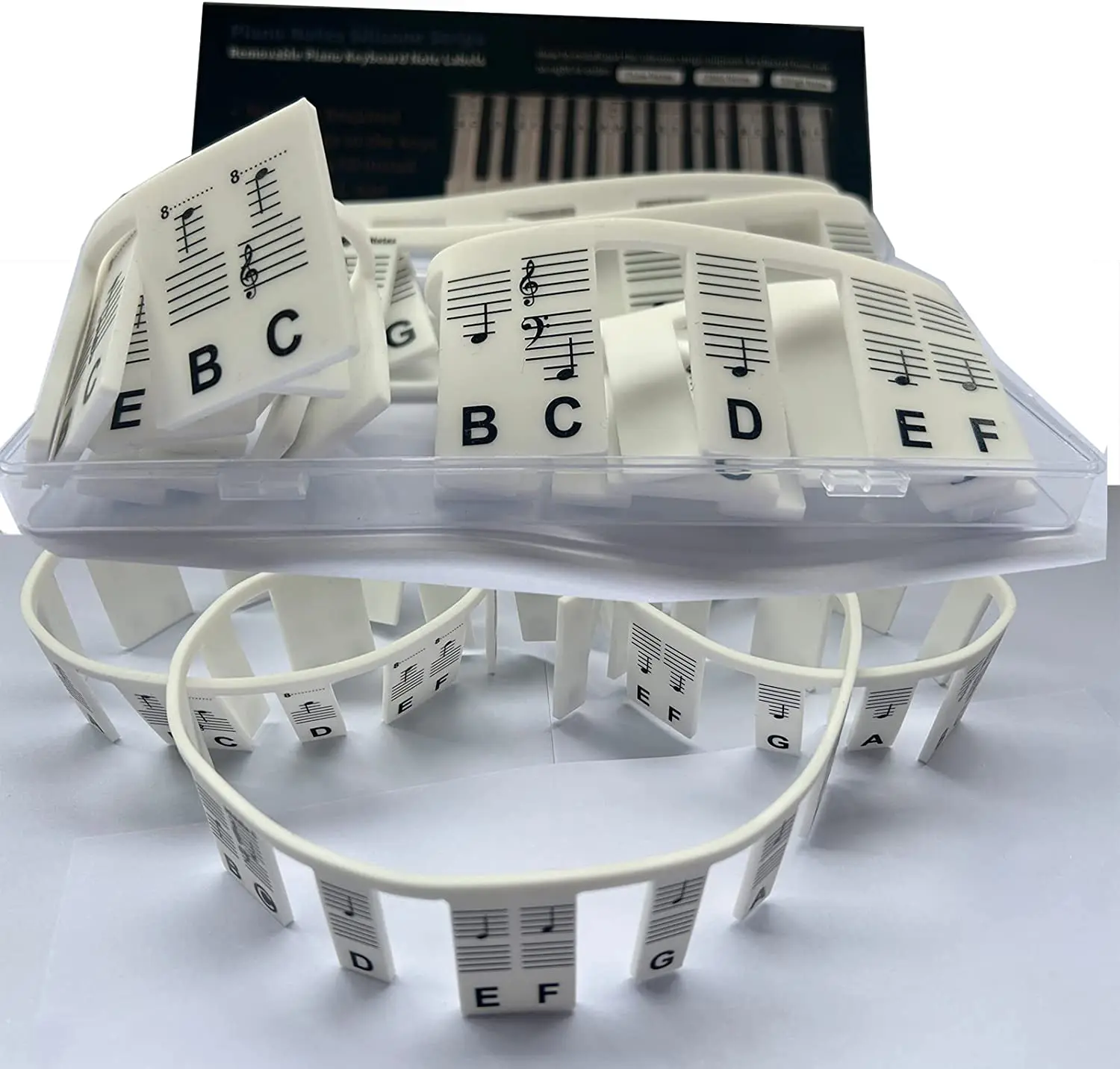 Reusable Removable Silicone Piano Note Guide Keyboard Label Stickers with 88-Key Full Size for Beginner