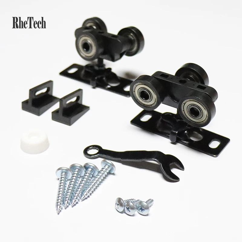 Rhetech Heavy Duty раздвижные двери ролики направляющие металлический черный шкив 3-х колесный надземная дверь роликов подшипников для