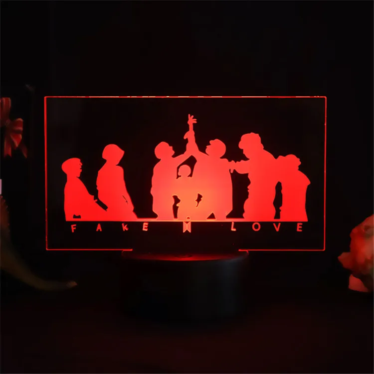 Детская акриловая Светодиодная настольная лампа 3D bts ночник для вентиляторов детский подарок украшение спальни комнаты
