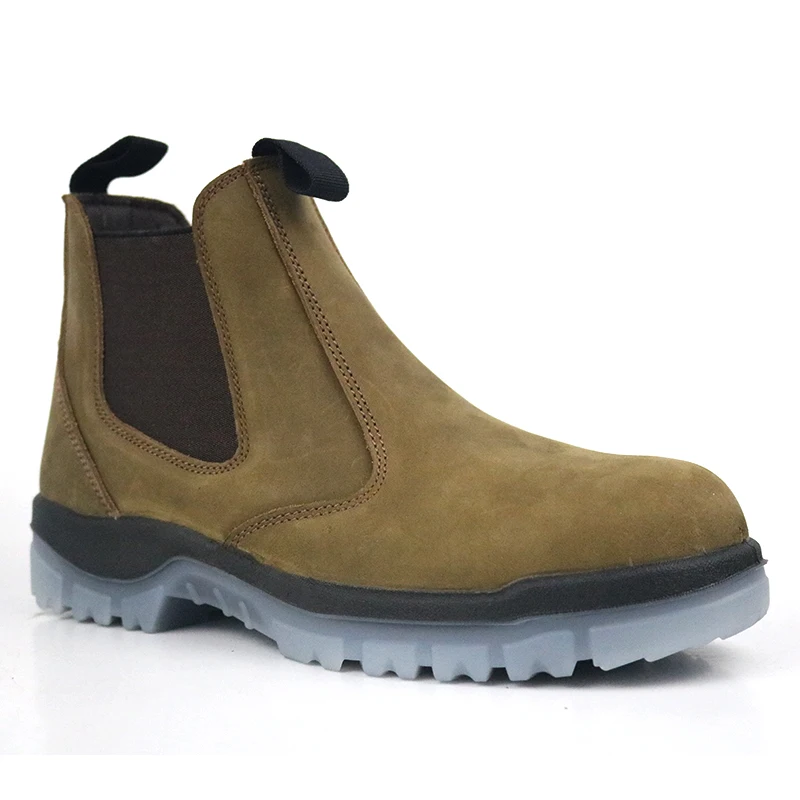 Fashion Hot Selling Composite Toe Work Men Boot Genuine Leather Anti Smash slip on Safety Shoes