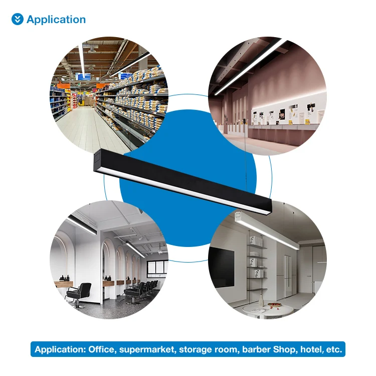 indoor modern pendant shop lamp 4ft 8ft 60w 120w CCT dimmable aluminum linkable linear lighting