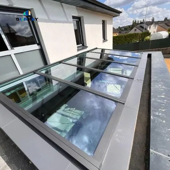 Aluminum alloy tempered fixed skylight for attic or top floor space Lighting intelligent sensor automatic skylight