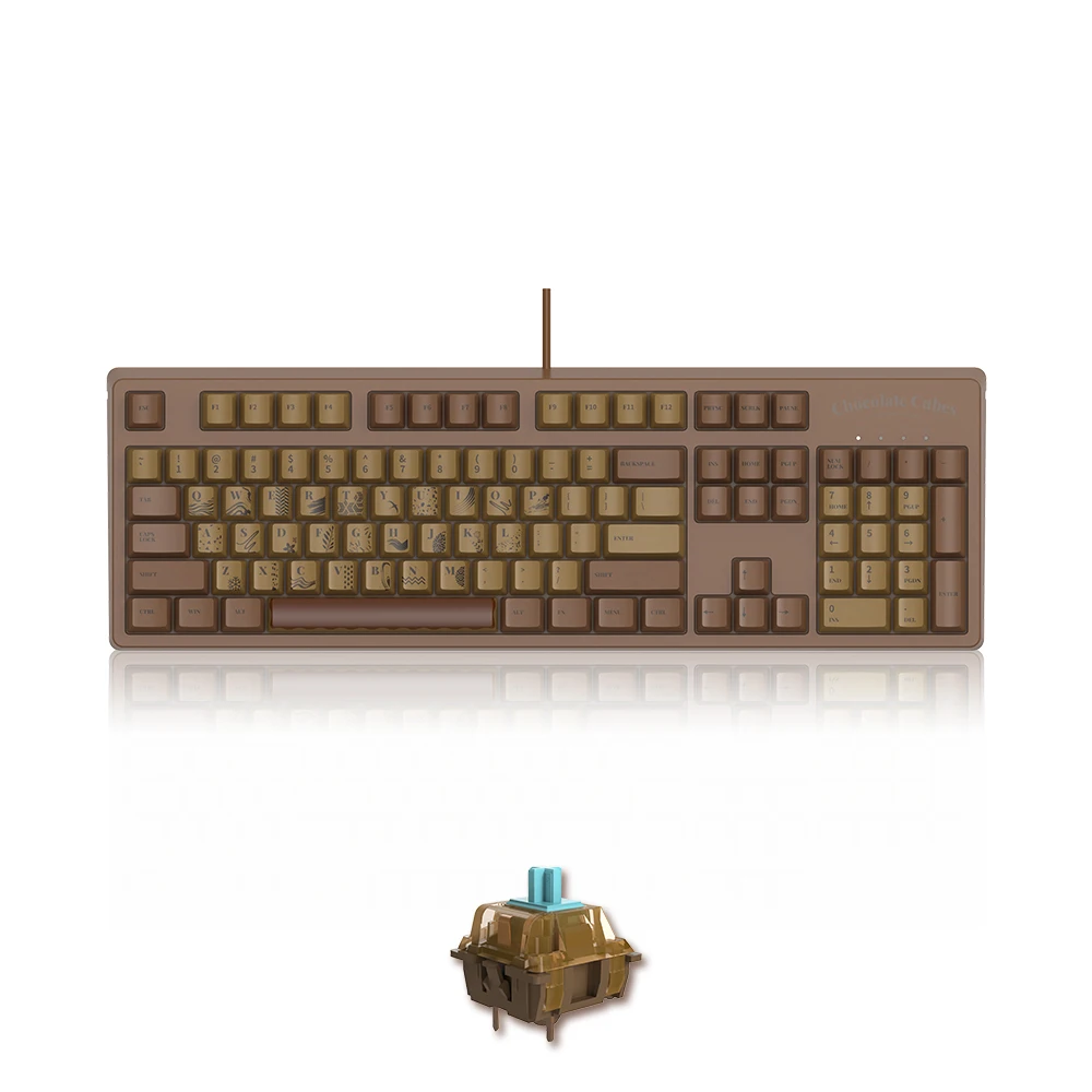 NACODEX AK533 Chocolate theme game mechanical keyboard game 104-key standard layout wired USB interface PBT keycaps