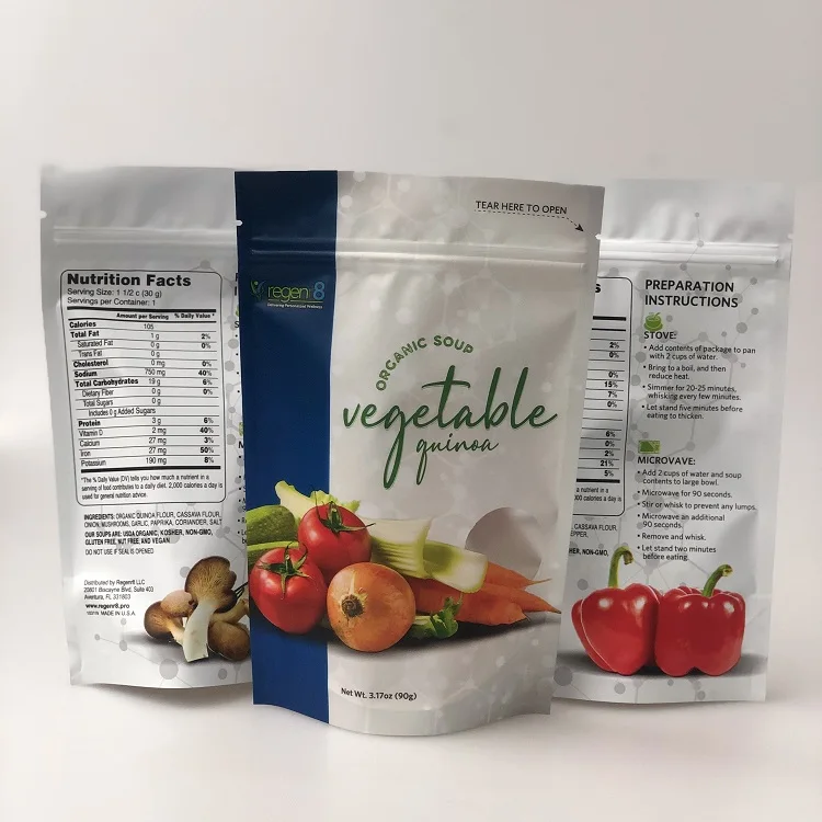 Vivid printed packing freeze-dried fruits clear ziplock plastic dry vegetable packaging bag with customize logo