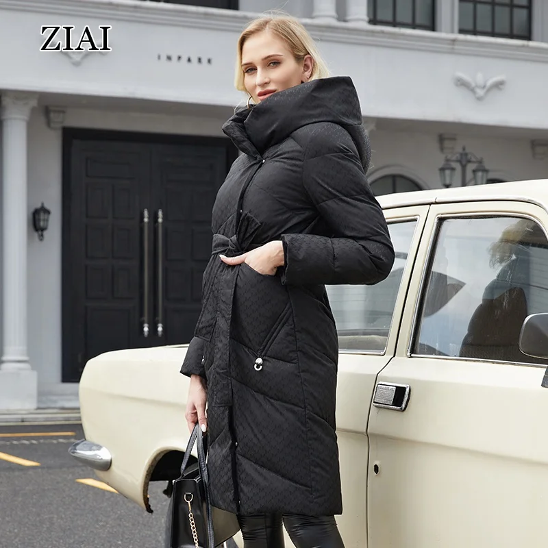 Winter New Long Thick Padded Coat High Quality Printed Fabric Coat Fashion Casual Belted Jacket Wholesale