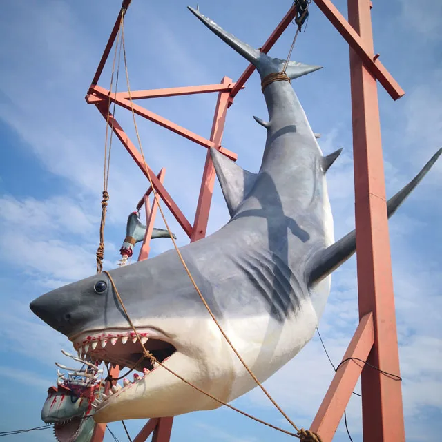 Life-size fiberglass shark