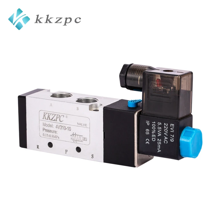 2 Position 5 Way Internal Pilot Electrical Control 3/8' Port Pneumatic Solenoid Valve 4V310-10