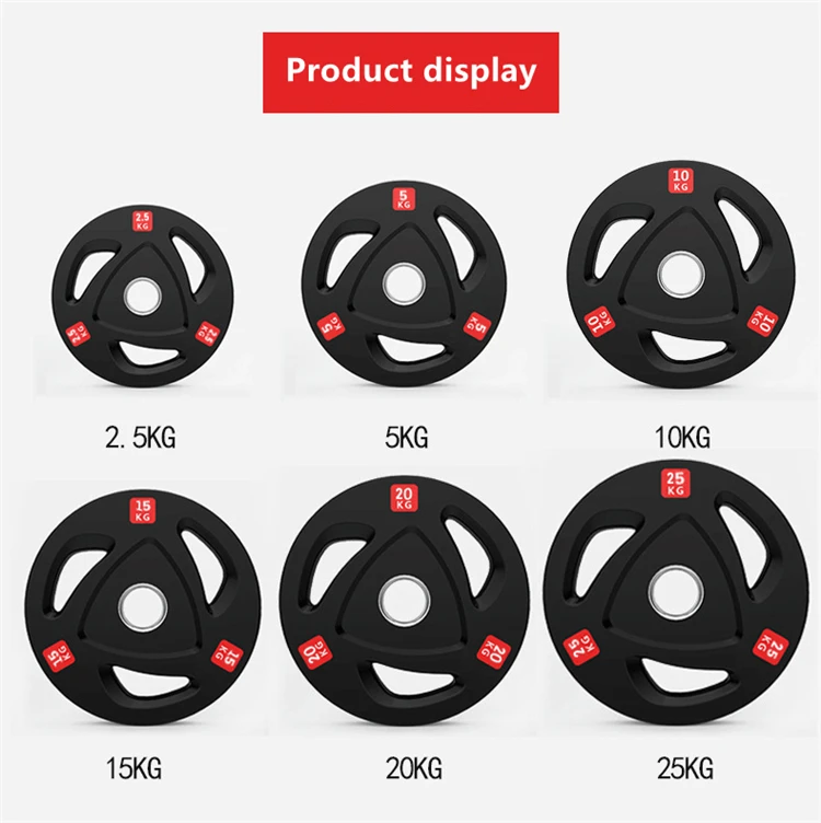 Factory Direct Bumper Plates Rubber Weight Lifting Gym Tri Grip Weight Plate For Sports