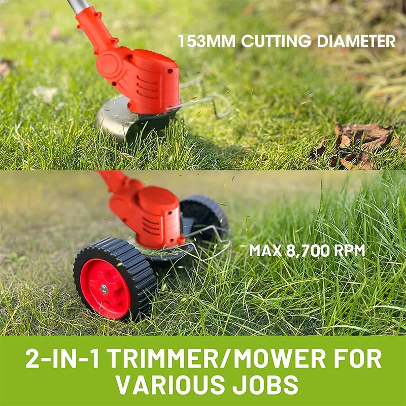 TGS Handheld Rechargeable Grass Cutter Battery Brush Cutter Electric Grass Trimmer Cordless Lawn Mower Power String Trimmer
